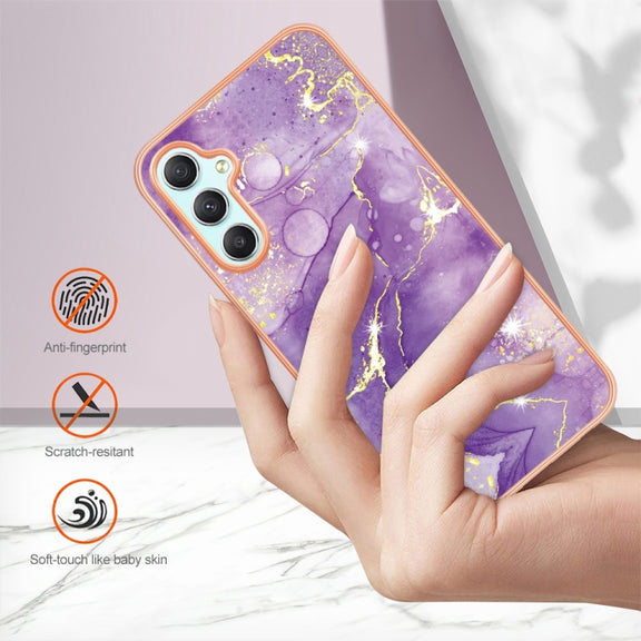 For Samsung Galaxy A24 Electroplating Marble Dual-side IMD Phone Case(Purple 002)