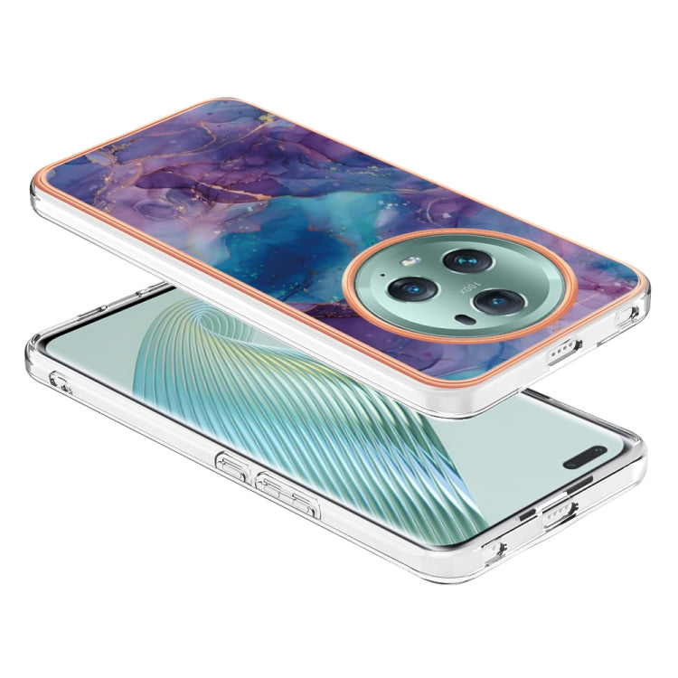 For Honor Magic5 Pro Electroplating Marble Dual-side IMD Phone Case(Purple 016)