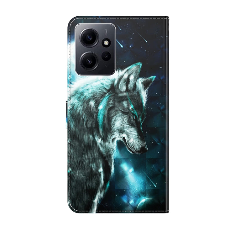 For Xiaomi Redmi Note 12 4G Global 3D Painting Pattern Flip Leather Phone Case(Wolf)