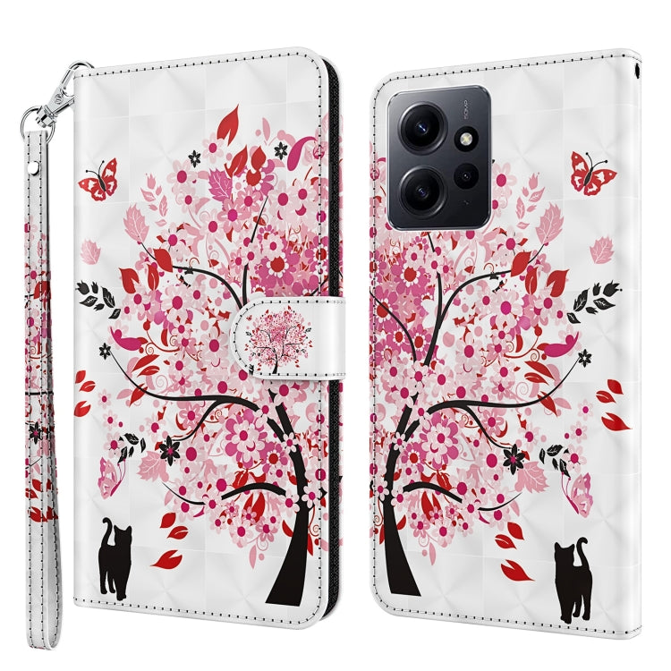 For Xiaomi Redmi Note 12 4G Global 3D Painting Pattern Flip Leather Phone Case(Cat Under The Tree)