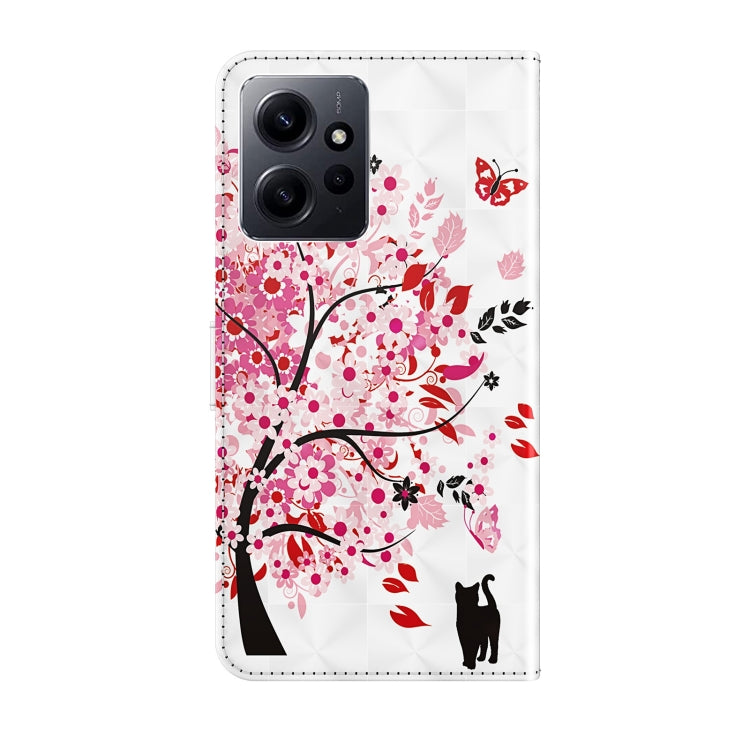 For Xiaomi Redmi Note 12 4G Global 3D Painting Pattern Flip Leather Phone Case(Cat Under The Tree)