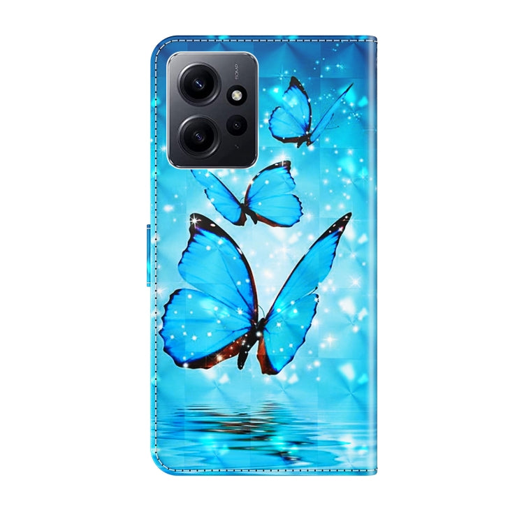 For Xiaomi Redmi Note 12 4G Global 3D Painting Pattern Flip Leather Phone Case(Three Butterflies)