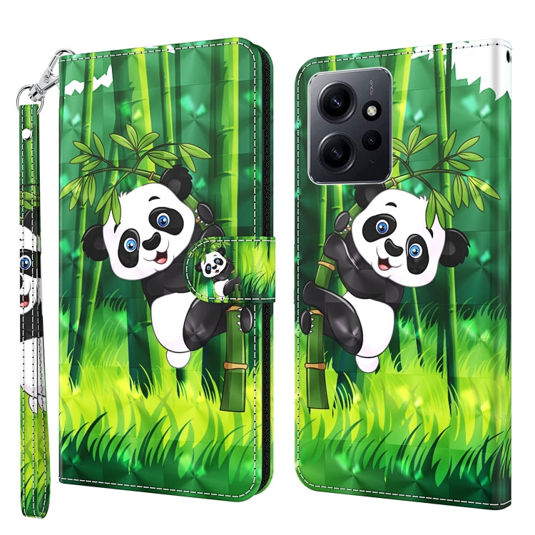 For Xiaomi Redmi Note 12 4G Global 3D Painting Pattern Flip Leather Phone Case(Bamboo Panda)