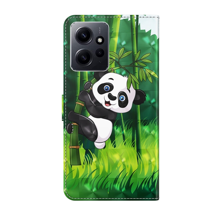 For Xiaomi Redmi Note 12 4G Global 3D Painting Pattern Flip Leather Phone Case(Bamboo Panda)