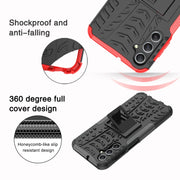 For Samsung Galaxy A24 4G Tire Texture TPU + PC Phone Case with Holder(Black)