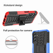 For Samsung Galaxy A24 4G Tire Texture TPU + PC Phone Case with Holder(Black)