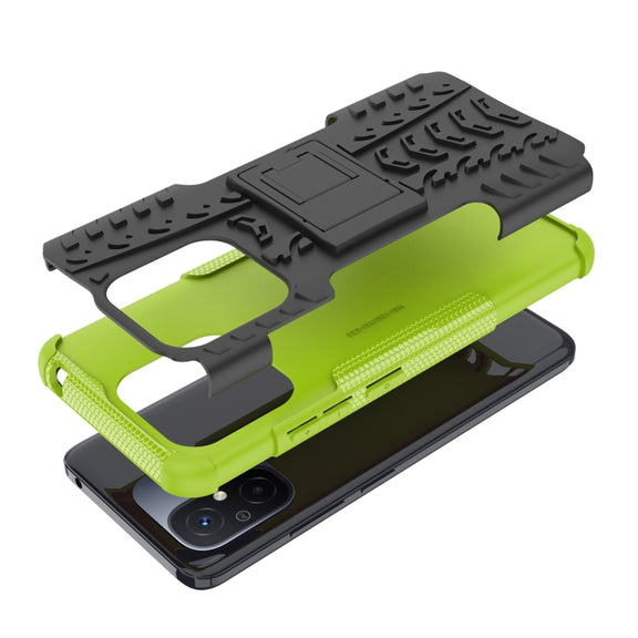 For Xiaomi Redmi 12C Tire Texture TPU + PC Phone Case with Holder(Green)