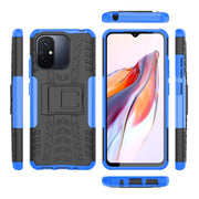 For Xiaomi Redmi 12C Tire Texture TPU + PC Phone Case with Holder(Blue)