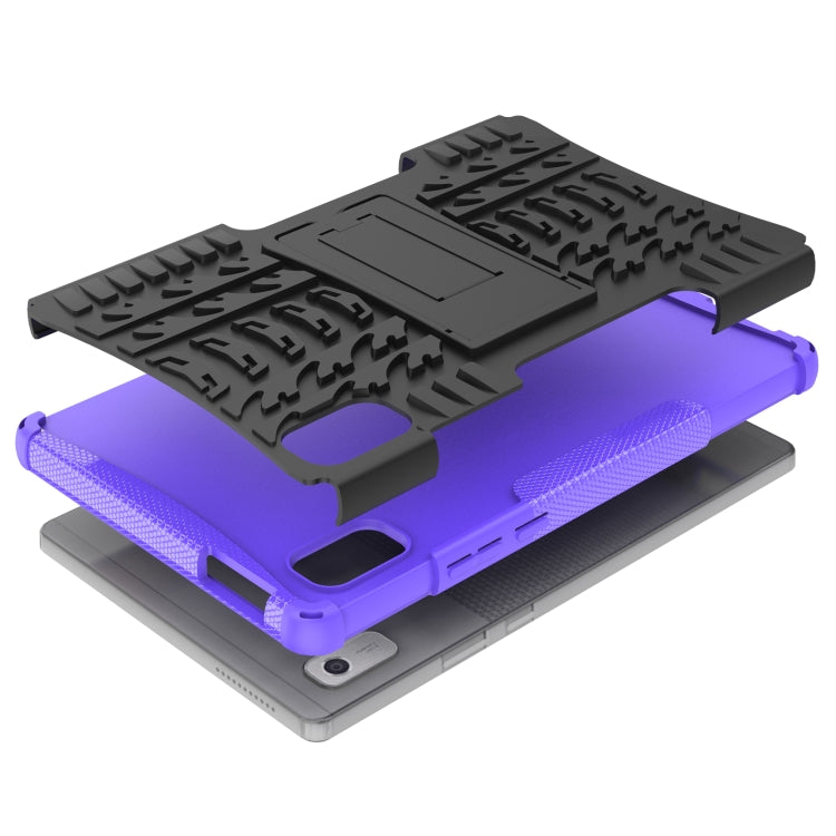For Lenovo Tab M9 Tire Texture TPU + PC Tablet Case with Holder(Purple)