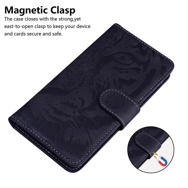 For Realme C55 Tiger Embossing Pattern Flip Leather Phone Case(Black)