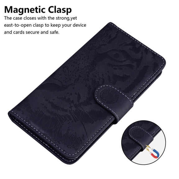 For Realme C55 Tiger Embossing Pattern Flip Leather Phone Case(Black)