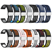 20mm Double-row Hole Folding Silver Buckle Two-color Silicone Watch Band(Black Sky Blue)