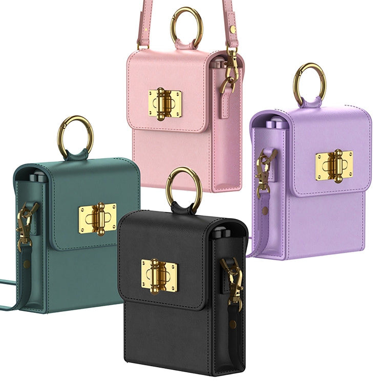 GKK Mini Backpack Plain Phone Bag + Phone Case with Ring For Samsung Galaxy Z Flip4 5G(Purple)