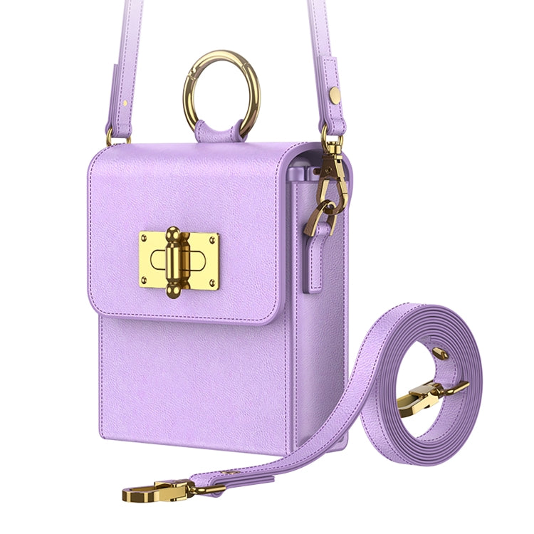 GKK Mini Backpack Plain Phone Bag + Phone Case with Ring For Samsung Galaxy Z Flip4 5G(Purple)