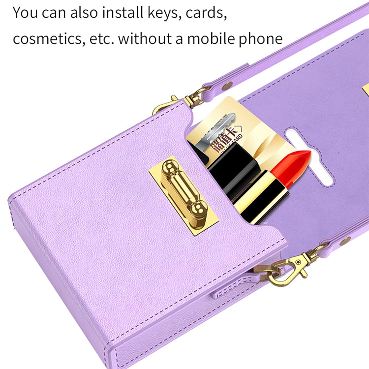 GKK Mini Backpack Plain Phone Bag + Phone Case with Ring For Samsung Galaxy Z Flip4 5G(Purple)