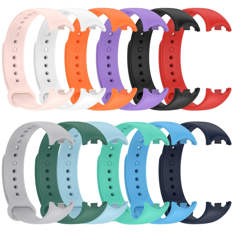For Xiaomi Mi Band 8 Solid Color Silicone Plug Replacement Watch Band(Grey)