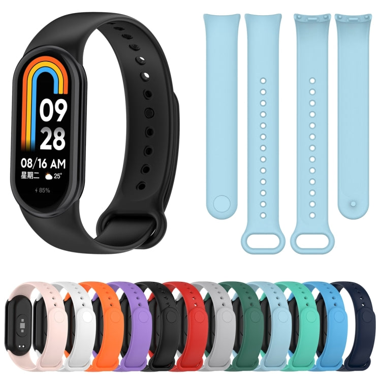 For Xiaomi Mi Band 8 Solid Color Silicone Plug Replacement Watch Band(Green)