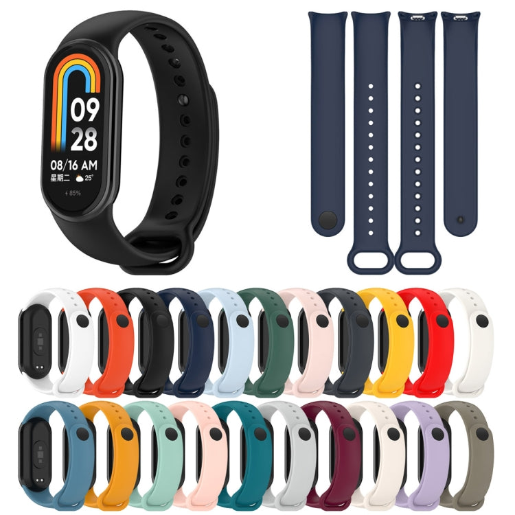 For Xiaomi Mi Band 8 Solid Color Stainless Steel Plug Replacement Watch Band (Blue)