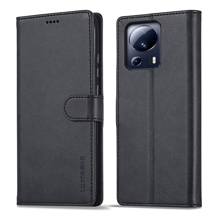 For Xiaomi 13 Lite LC.IMEEKE Calf Texture Horizontal Flip Leather Case(Black)