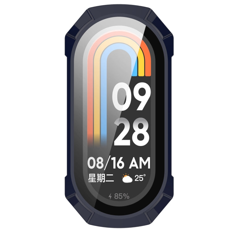 For Xiaomi Mi Band 8 PC + Tempered Glass Integrated Protective Watch Case(Ink Blue)
