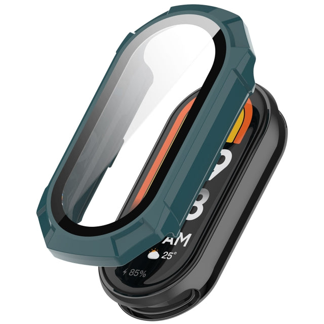 For Xiaomi Mi Band 8 PC + Tempered Glass Integrated Protective Watch Case(Pine Green)