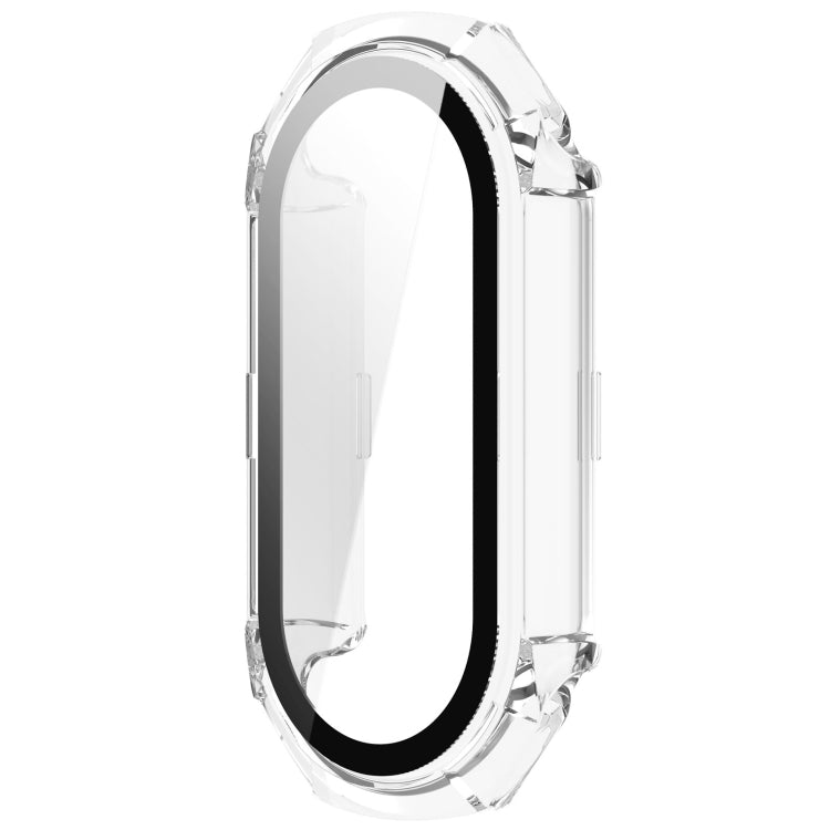 For Xiaomi Mi Band 8 PC + Tempered Glass Integrated Protective Watch Case(Transparent White)