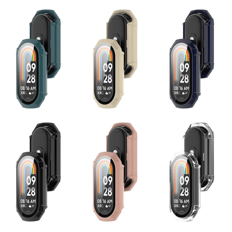 For Xiaomi Mi Band 8 PC + Tempered Glass Integrated Protective Watch Case(Transparent White)