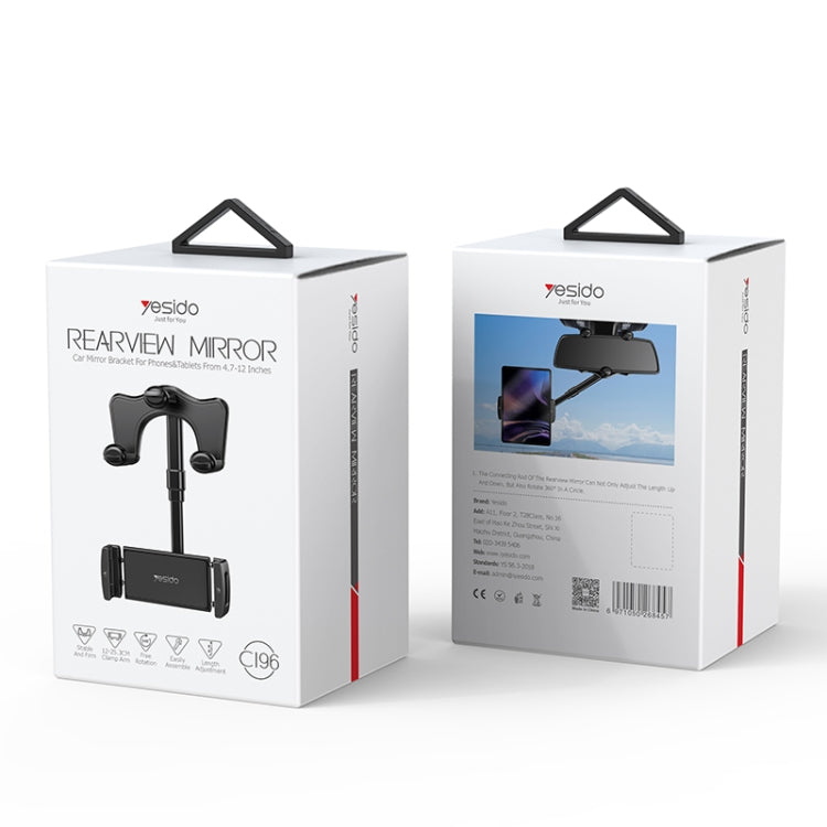 Yesido C196 Car Rearview Mirror Using Phone Holder(Black)