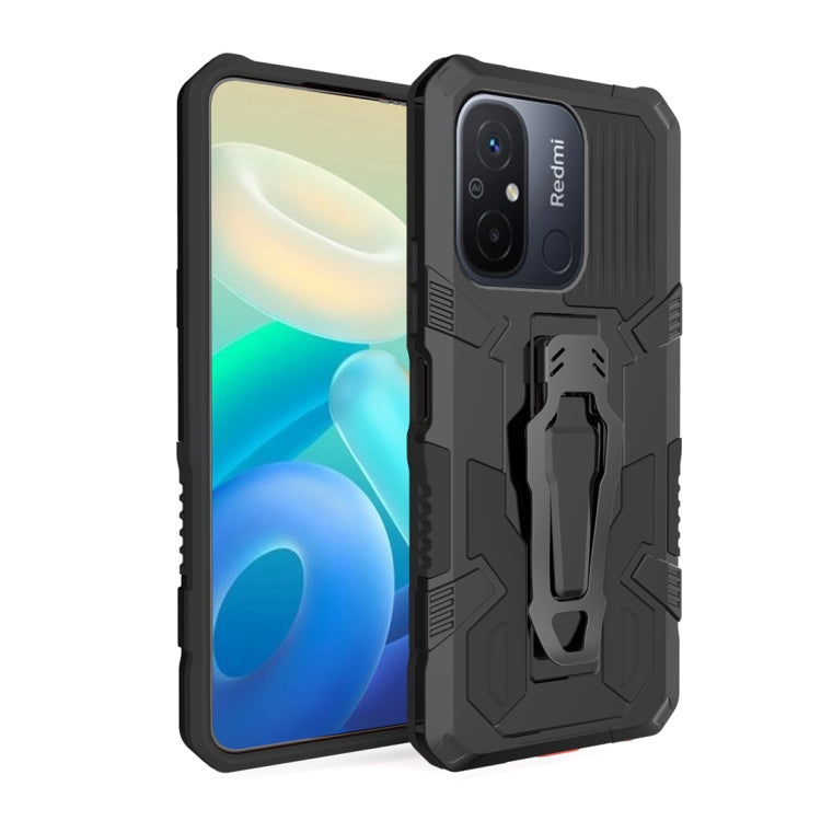 For Xiaomi Redmi 12C Armor Warrior Shockproof PC + TPU Phone Case(Black)
