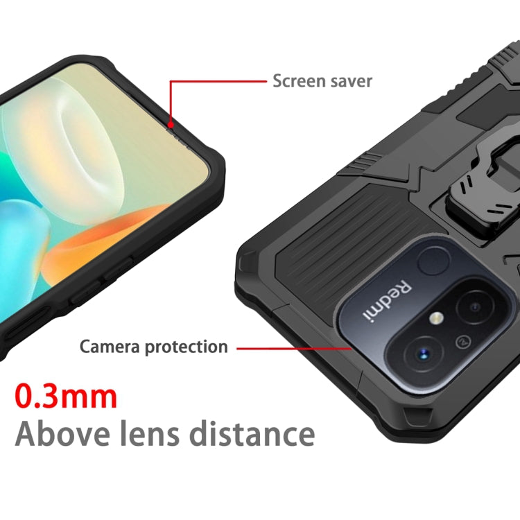 For Xiaomi Redmi 12C Armor Warrior Shockproof PC + TPU Phone Case(Black)