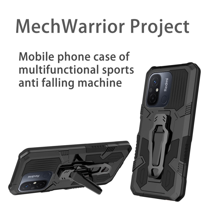 For Xiaomi Redmi 12C Armor Warrior Shockproof PC + TPU Phone Case(Black)
