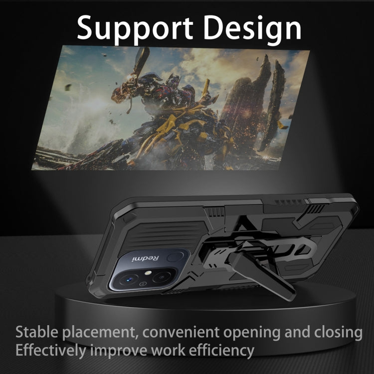 For Xiaomi Redmi 12C Armor Warrior Shockproof PC + TPU Phone Case(Black)
