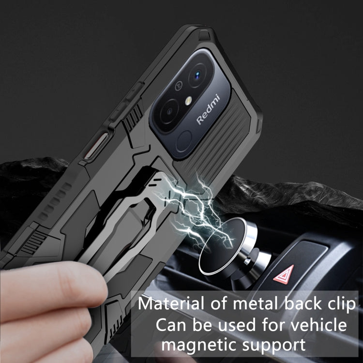 For Xiaomi Redmi 12C Armor Warrior Shockproof PC + TPU Phone Case(Black)
