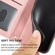 For Samsung Galaxy A14 5G Embossed Stripes Skin Feel Leather Phone Case(Pink)
