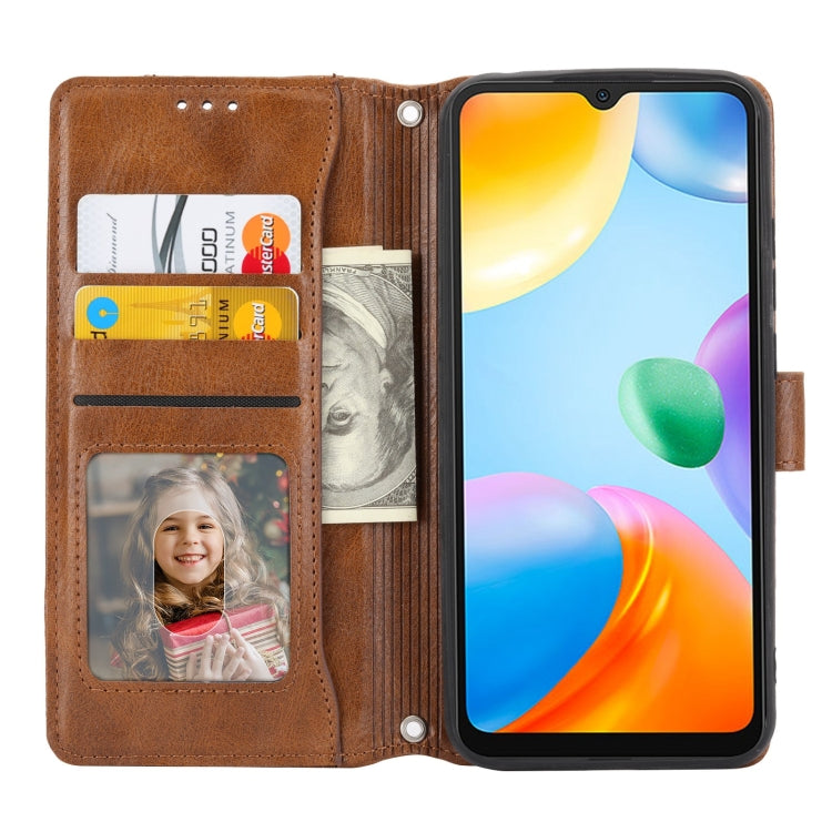 For Xiaomi Redmi 12C Oil Skin Zipper Wallet Leather Phone Case(Brown)