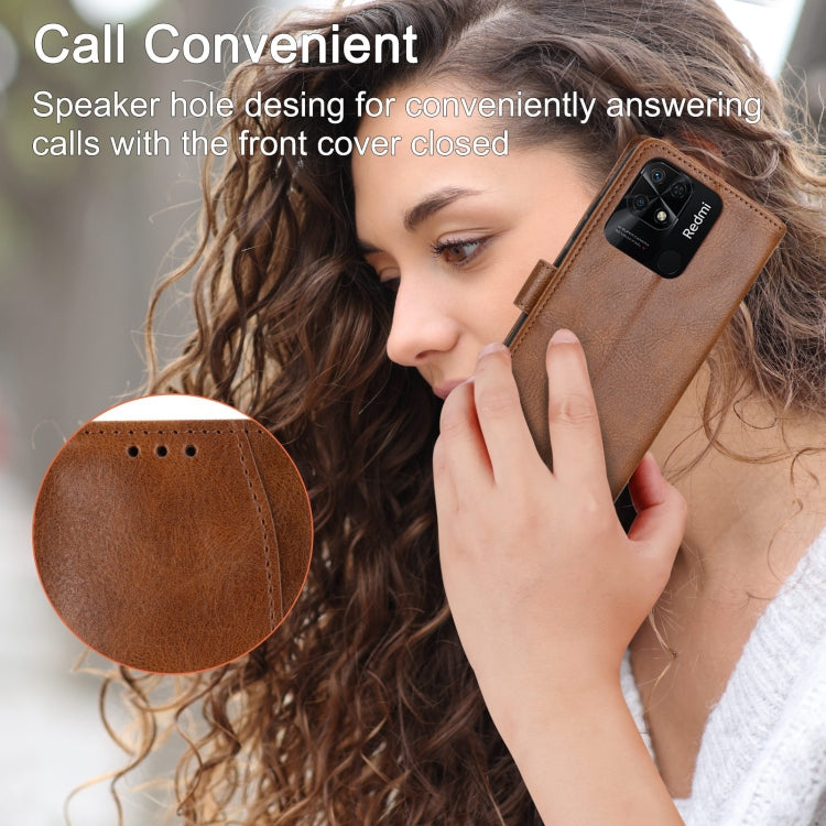 For Xiaomi Redmi 12C Oil Skin Zipper Wallet Leather Phone Case(Brown)