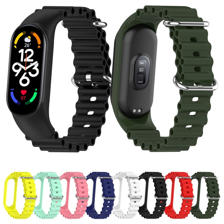 For Xiaomi Mi Band 7 / 6 / 5 / 4 / 3 Solid Color Marine Silicone Breathable Watch Band(Blue)