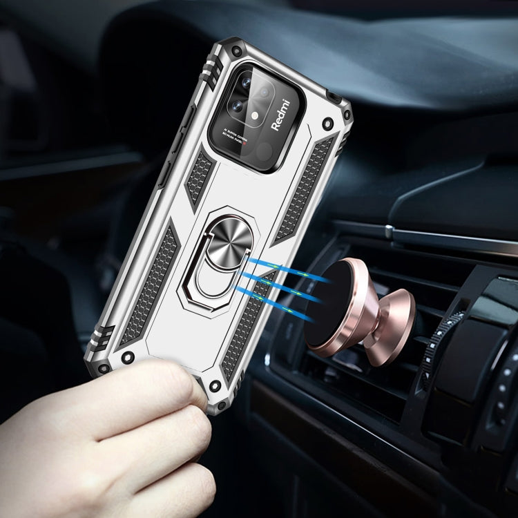 For Xiaomi Redmi 12C / 11A Shockproof TPU + PC Phone Case with Holder(Silver)
