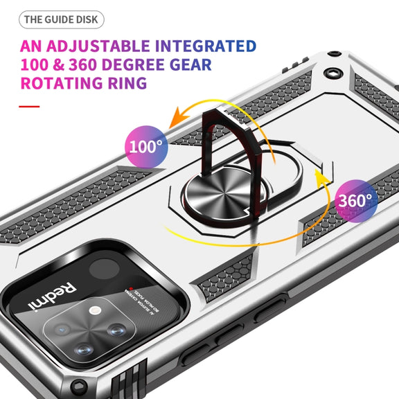 For Xiaomi Redmi 12C / 11A Shockproof TPU + PC Phone Case with Holder(Silver)