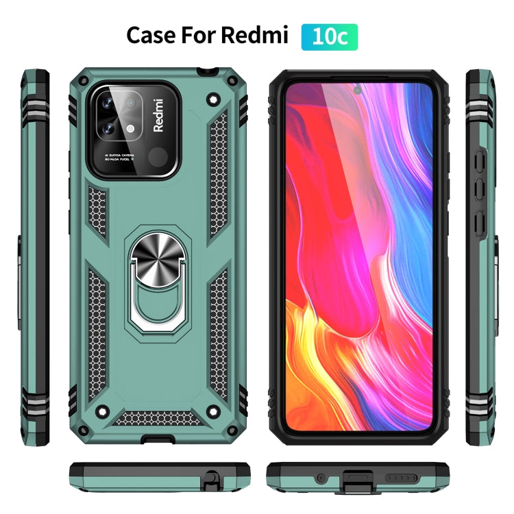 For Xiaomi Redmi 12C / 11A Shockproof TPU + PC Phone Case with Holder(Dark Green)