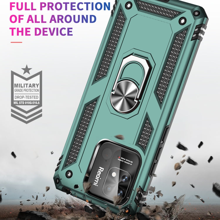 For Xiaomi Redmi 12C / 11A Shockproof TPU + PC Phone Case with Holder(Dark Green)