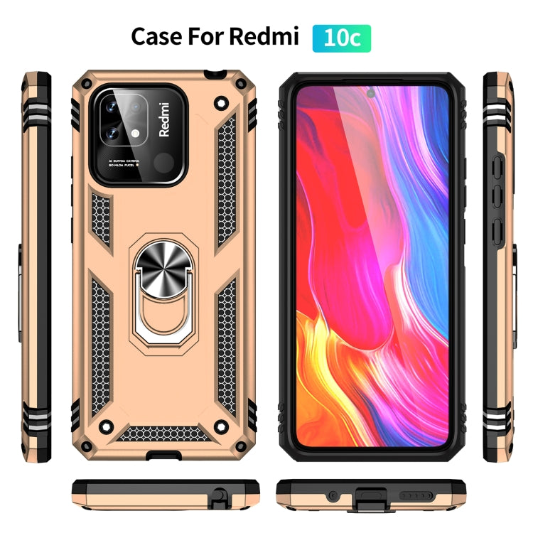 For Xiaomi Redmi 12C / 11A Shockproof TPU + PC Phone Case with Holder(Gold)