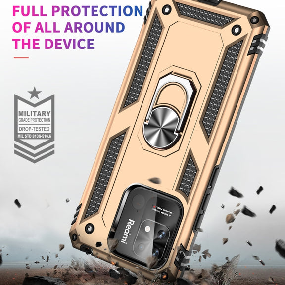 For Xiaomi Redmi 12C / 11A Shockproof TPU + PC Phone Case with Holder(Gold)
