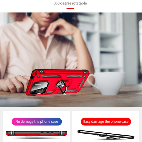 For Xiaomi Redmi 12C / 11A Shockproof TPU + PC Phone Case with Holder(Red)