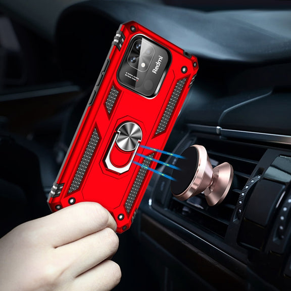 For Xiaomi Redmi 12C / 11A Shockproof TPU + PC Phone Case with Holder(Red)