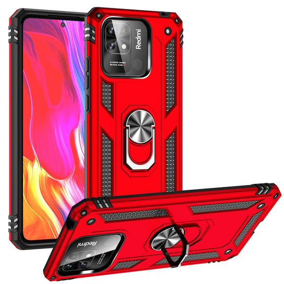 For Xiaomi Redmi 12C / 11A Shockproof TPU + PC Phone Case with Holder(Red)