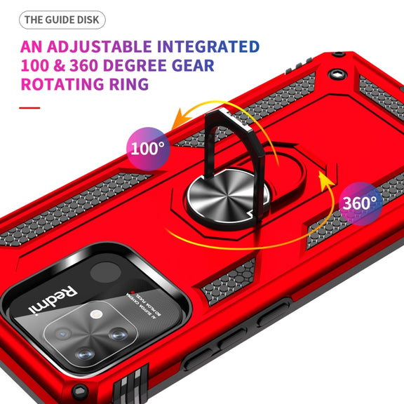 For Xiaomi Redmi 12C / 11A Shockproof TPU + PC Phone Case with Holder(Red)