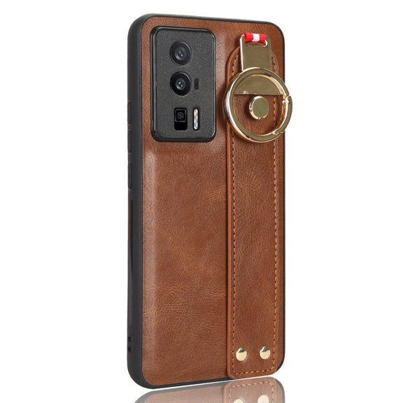 For Xiaomi Redmi K60 / K60 Pro Wristband Leather Back Phone Case(Brown)