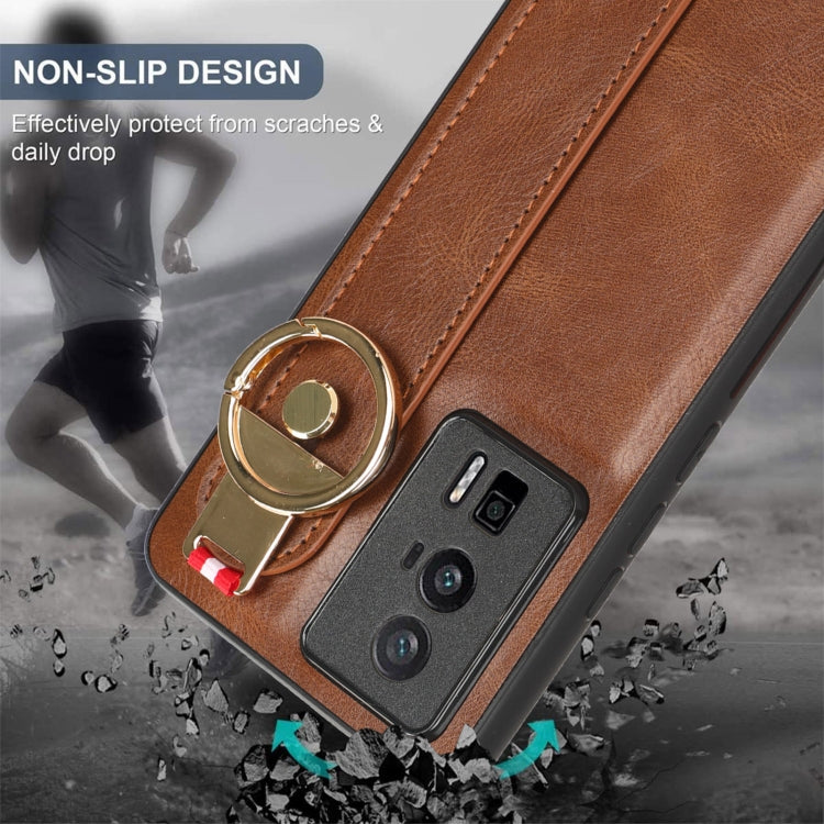 For Xiaomi Redmi K60 / K60 Pro Wristband Leather Back Phone Case(Brown)