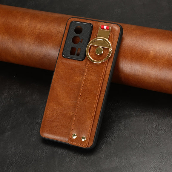 For Xiaomi Redmi K60 / K60 Pro Wristband Leather Back Phone Case(Brown)